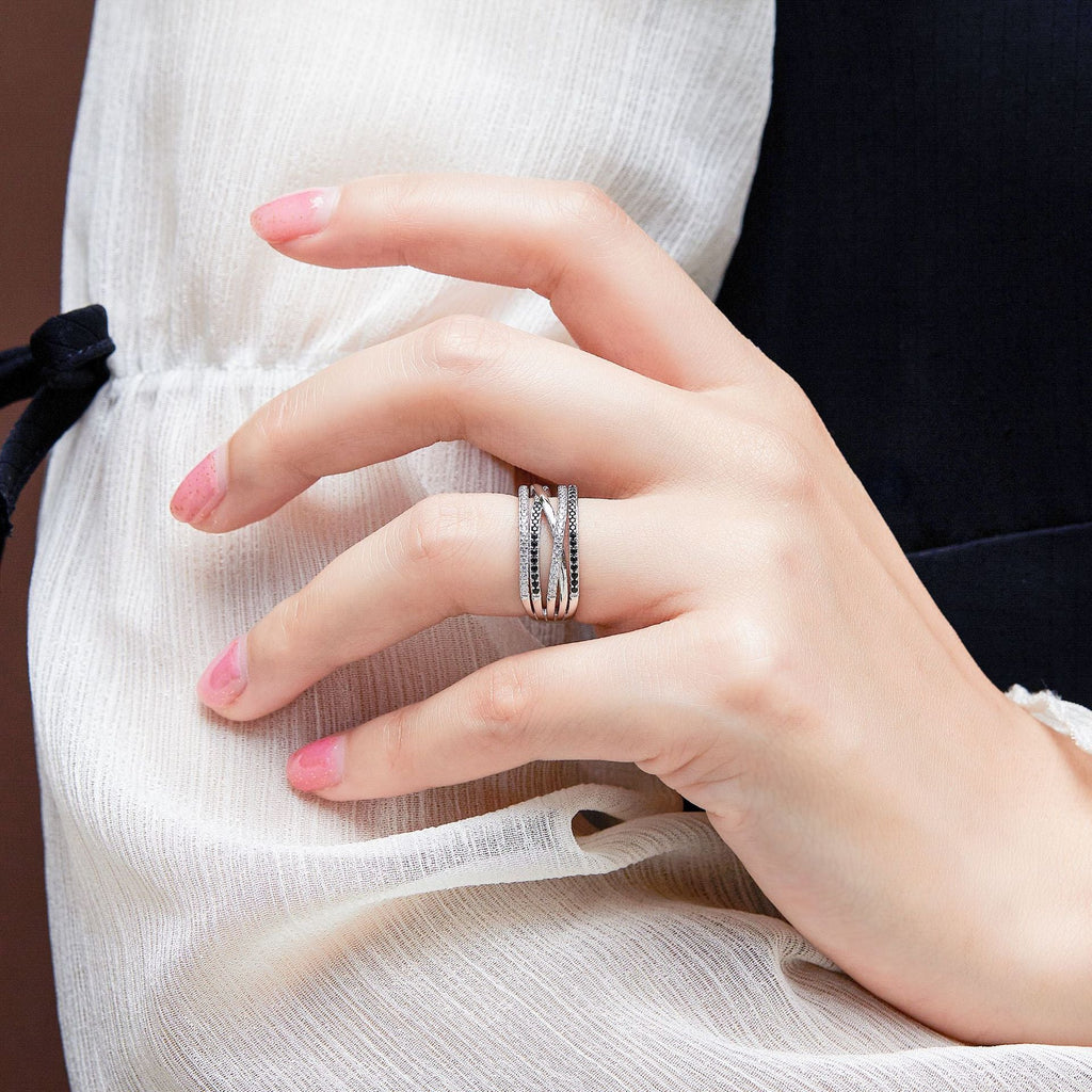 Women's Fashion Wide Cross Ring In Sterling Silver Pi-Mart