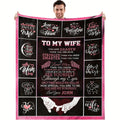 Personalized Romantic Love Message Flannel Throw Blanket for Wife - Soft, Cozy, All-Season Lodge Style with Knitted Polyester, Digital Print Character Theme, Special Feature Love Statements, 200-250g Lootquake LLC
