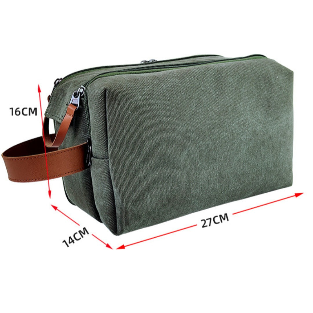 Large Capacity Men's Canvas Wash Bag – Durable Razor Storage & Cosmetic Bag with Ample Space for Travel Essentials - SJB-DIAMOND ELITES