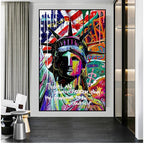 Graffiti Statue Of Liberty Canvas Painting Famous Sculpture Art Lootquake LLC