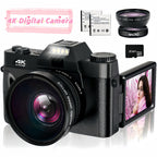 4K 48MP 16X Autofocus Digital Camera for Photography and Video, WiFi Enabled, 3" 180° IPS Flip Screen, Anti-Shake, Compact Vlogging Camera with 32GB Card and 2 Batteries Lootquake LLC