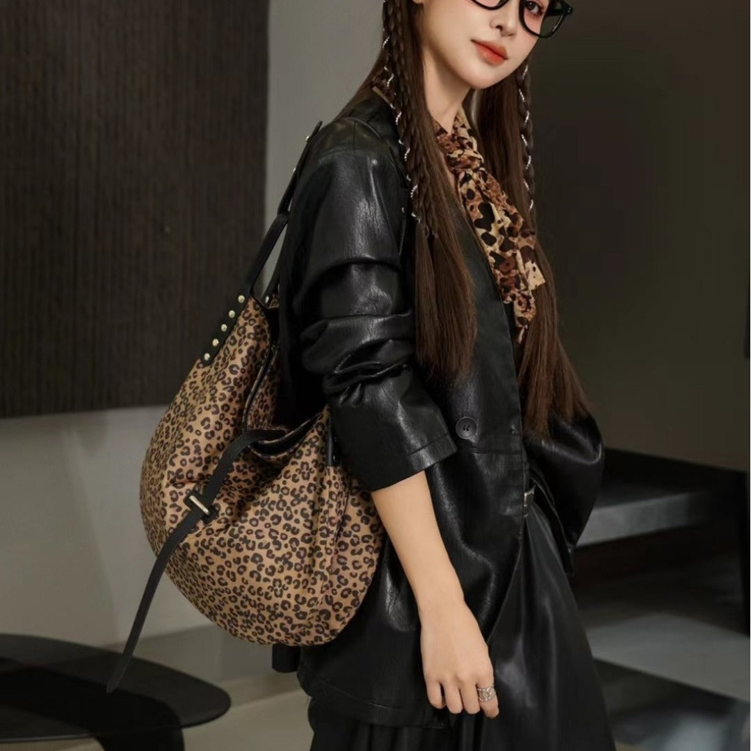 Women's Trendy Leopard Flannel Hobo Crossbody Bag – Large Capacity Shoulder Bag, Casual Versatile Bag for Everyday Use - SJB-DIAMOND ELITES