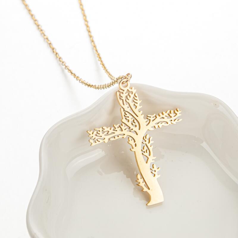 Tree Of Life Necklace Ladies Cross Clavicle Chain Jewelry Pi-Mart