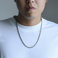 Men's Fashionable Silver Plaid Necklace Pi-Mart