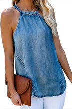 Halter Neck Denim Tank Top - SJB-DIAMOND ELITES