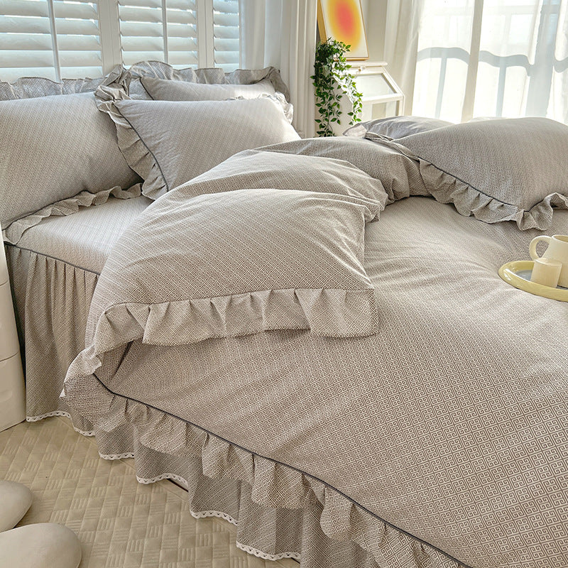 Bed Skirt Model Cotton Bedding Four-piece Set Sheet Quilt Cover Pi-Mart