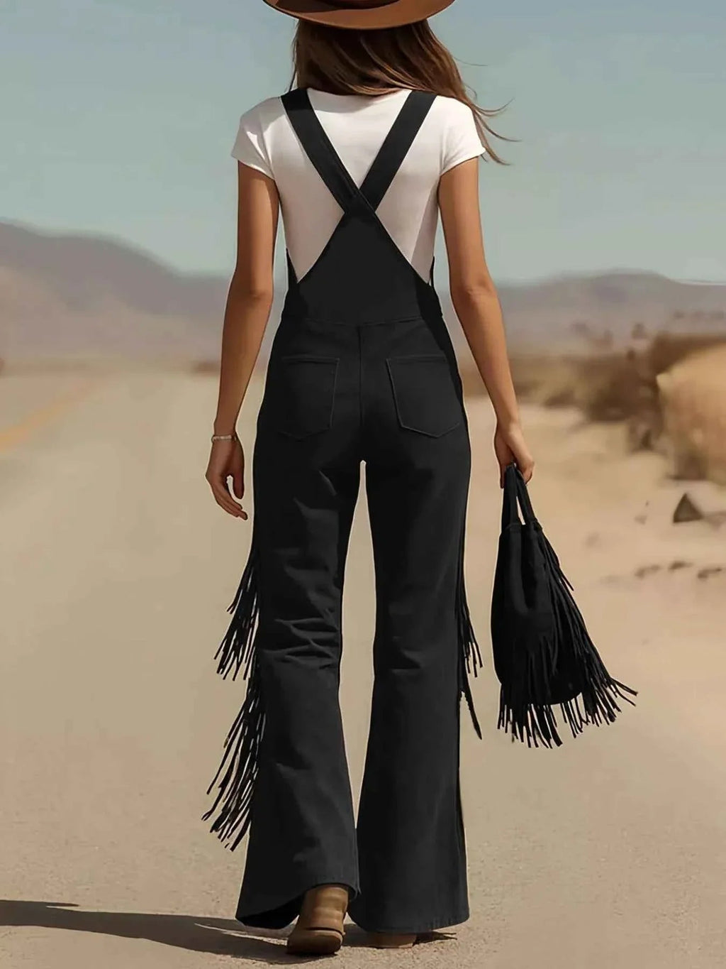 Fringe Corduroy Button Front Overalls THRIXINE