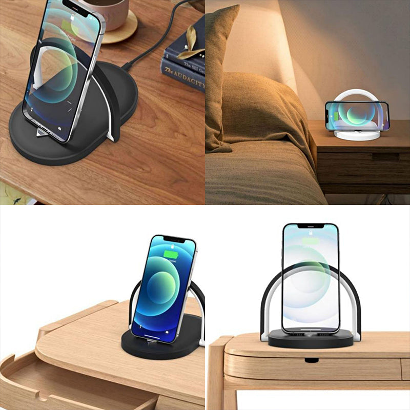 3 In 1 Foldable Wireless Charger Night Light Wireless Charging Station Stonego LED Reading Table Lamp 15W Fast Charging Light Pi-Mart