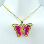 Crystal Glass Butterfly Necklace Pi-Mart