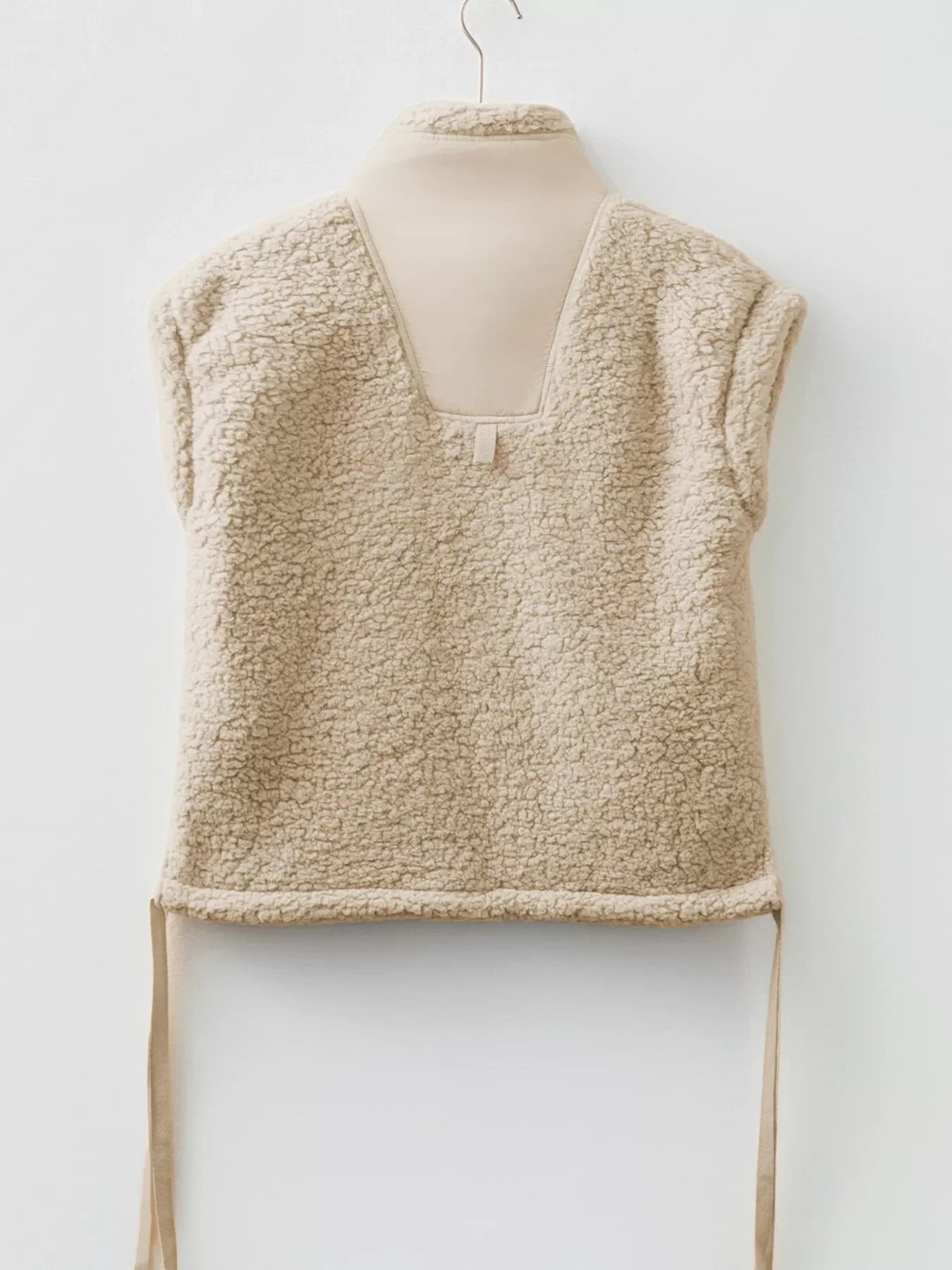 Faux Fur Snap Button Front Knot Side Plush Vest THRIXINE
