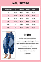 Plus Size Casual Blue Jogging Hight Waist Denim Jeans Purplish Diva
