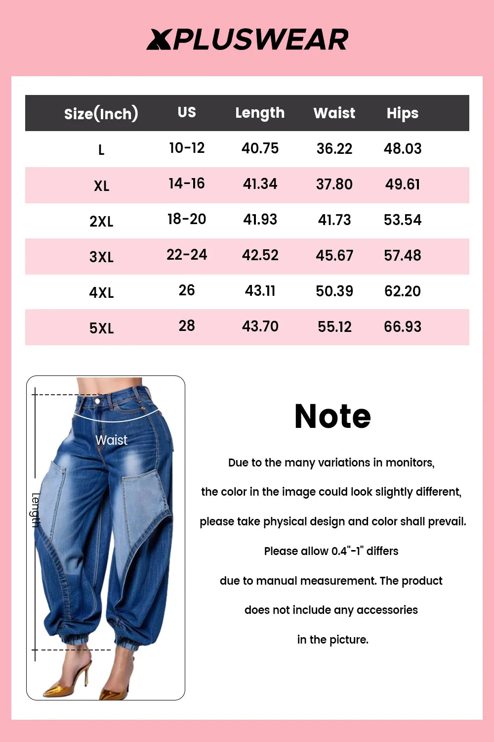 Plus Size Casual Blue Jogging Hight Waist Denim Jeans Purplish Diva