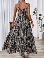 Elegant Black Printed Maxi Dress Chic Charming Long Dress For Women