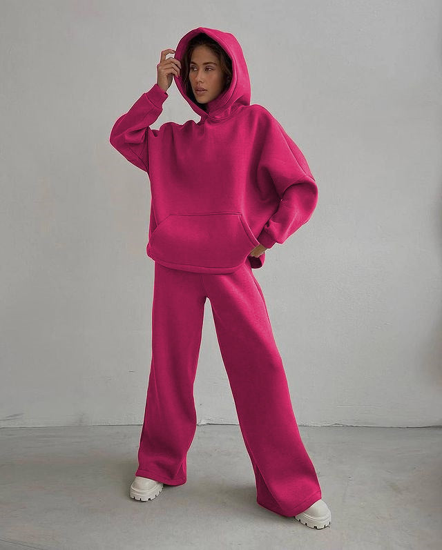 Loose Sports Hooded Sweatshirt Suit For Women Pi-Mart