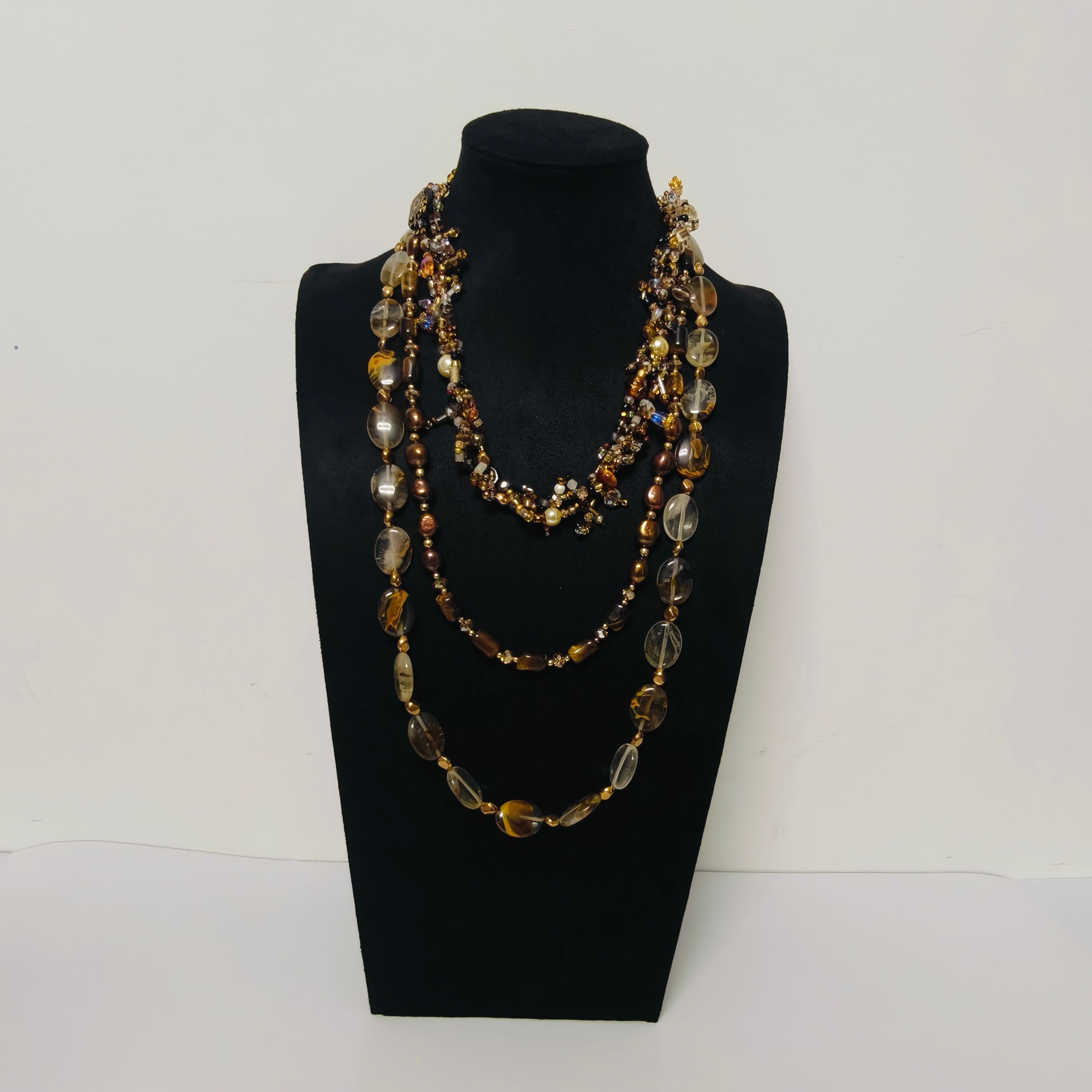 Handmade Premium Crystal Necklace |  Artisan Woven Jewelry with Alloy Accents  | Elegant Sparkling Statement Necklace for Women (MAC344)