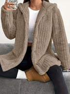 Hooded Loose Plush Coat Women's Regular Sleeve Pi-Mart