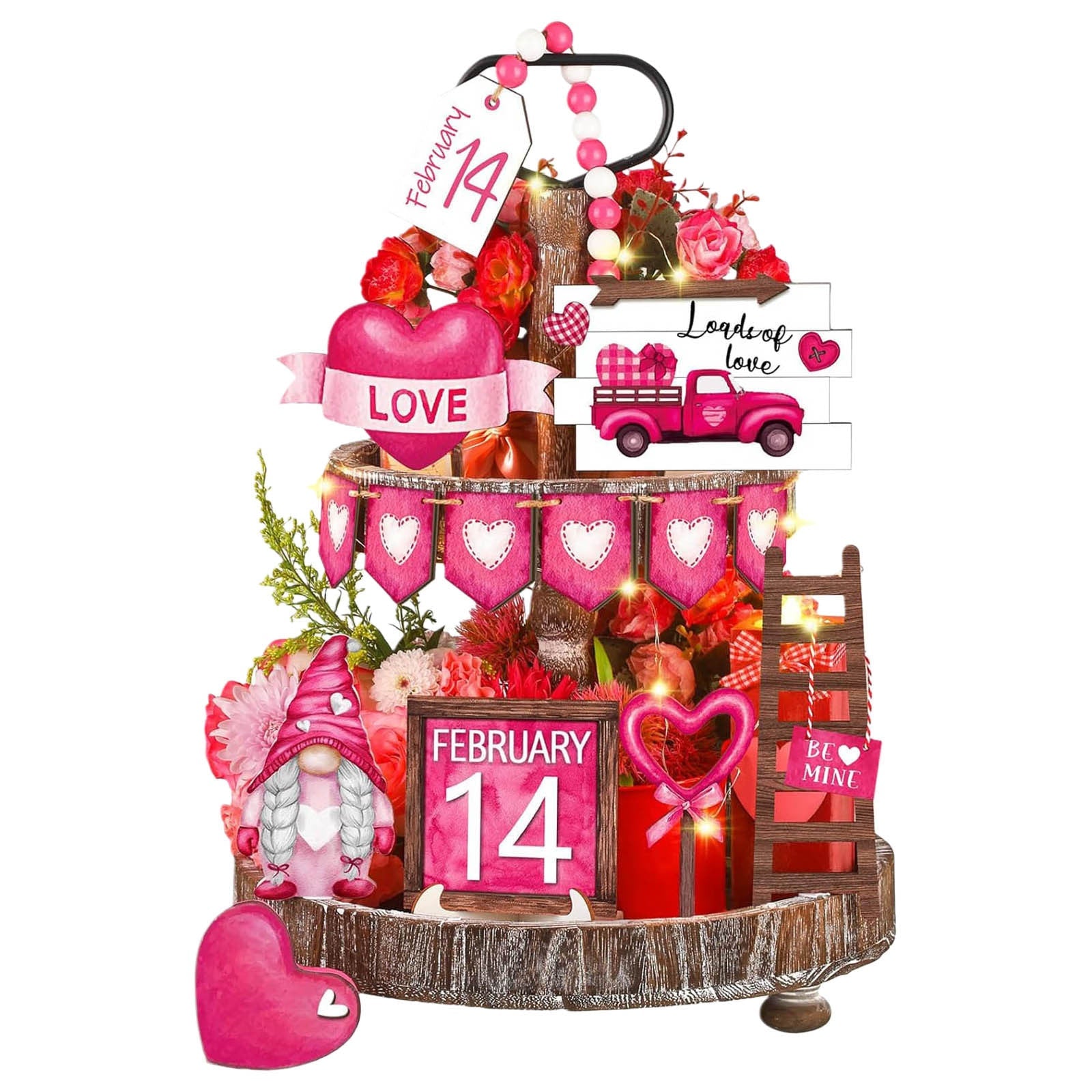 Wooden Decorative Tray Ornament For Human Day Party Pi-Mart