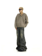 American Retro Distressed Yellow Mud Washed Jeans Lootquake LLC