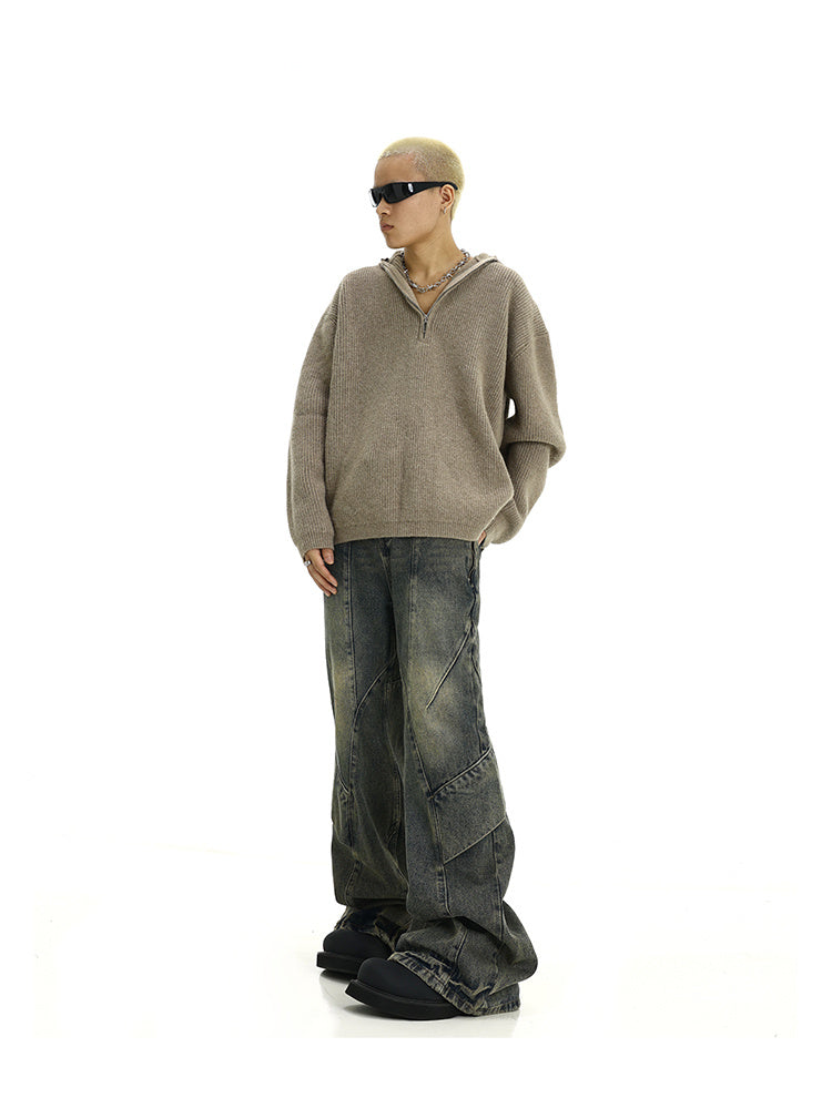 American Retro Distressed Yellow Mud Washed Jeans Lootquake LLC