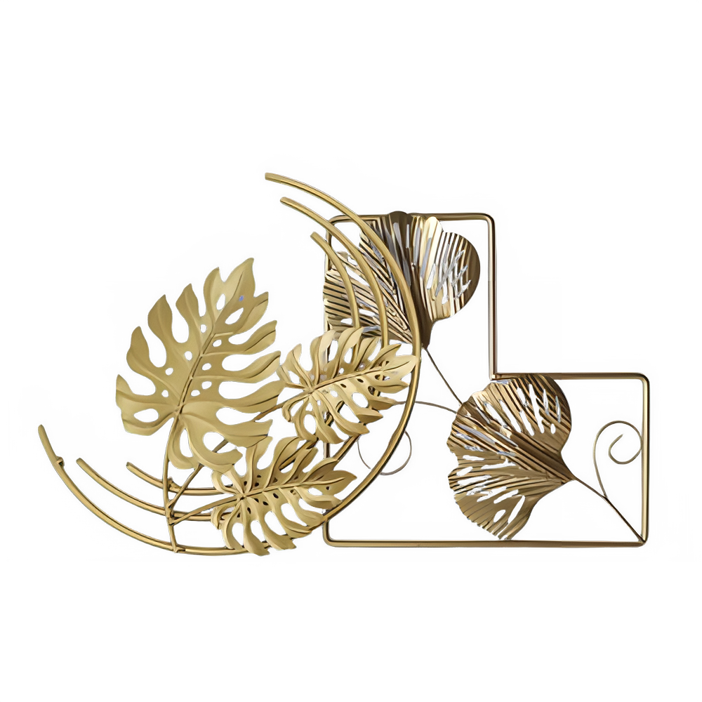 Ginkgo Leaf Metal Wall Decor Pendants Wrought Iron Wall Hanging Ornament Retro Nordic Room Decor Home Decoration Accessories Pi-Mart