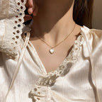 Gold Heart Shaped Opal Necklace Pi-Mart