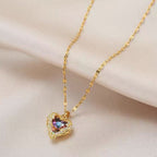 Gold Heart Shaped Opal Necklace Pi-Mart