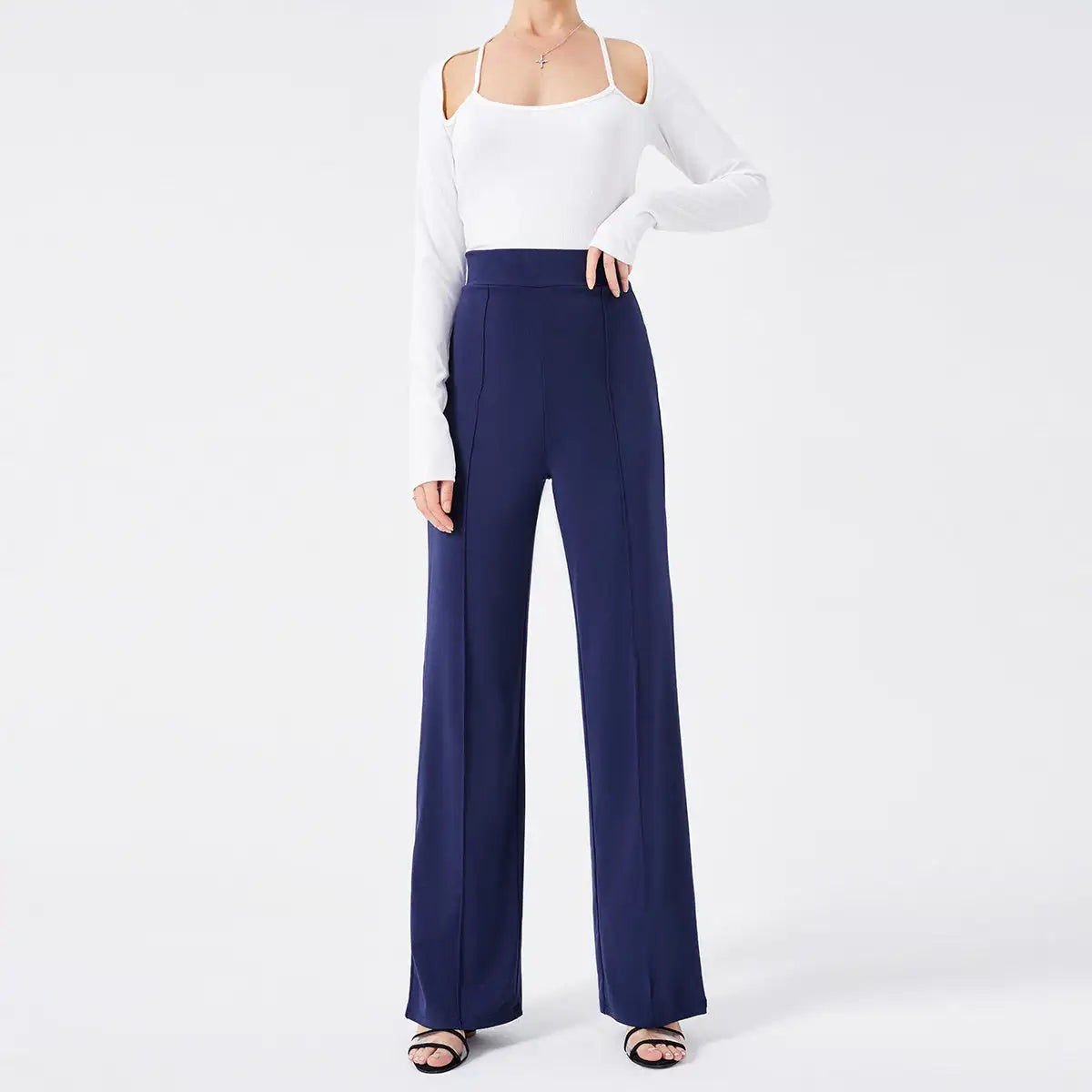 Solid Color Casual Pants Slim, High-waisted Bell Bottoms - SJB-DIAMOND ELITES