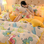 Coral Velvet Sheet Duvet Cover Double Sided Plus Velvet Thick Bedding Set Pi-Mart