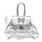 Small silver backpack, bag women's fashion versatile travel mini backpack, student bag, small women backpack purse