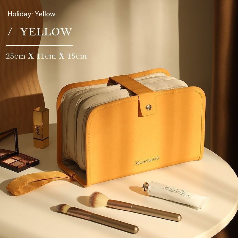 Leather Book Cosmetic Bag Large Capacity Portable Pi-Mart