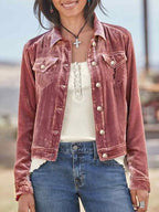 Casual Button-Up Long Sleeve Jacket with Chest Pockets and Relaxed Fit Stevvex