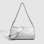 Women's versatile design crossbody bag, chain silver shoulder bag, small metallic purse crossbody