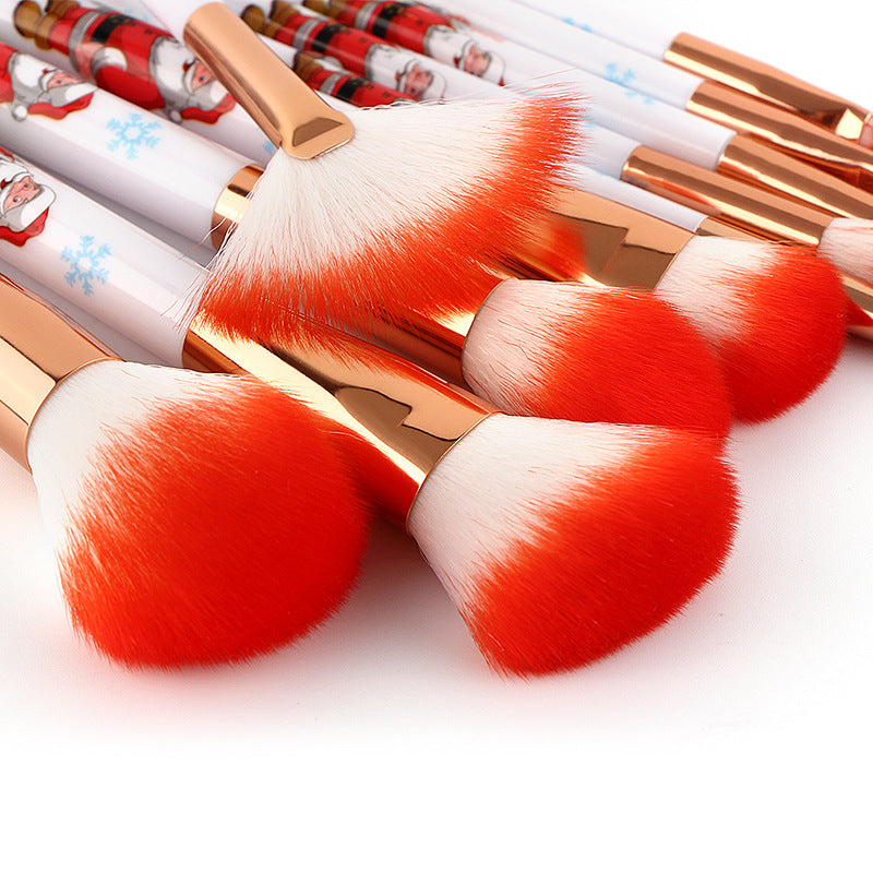 Christmas Portable Makeup Brush With Red Handle Pi-Mart