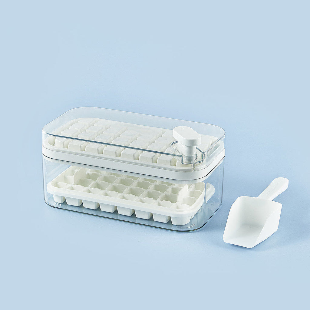 One-button Press Type Ice Mold Box Plastics Ice Cube Maker Ice Tray Mold With Storage Box With Lid Bar Kitchen Accessories Pi-Mart