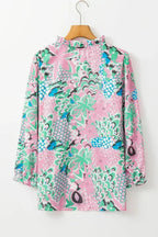 Green Floral V-Neck Blouse – Tied Detail & Loose Fit | Feminine Style - SJB-DIAMOND ELITES
