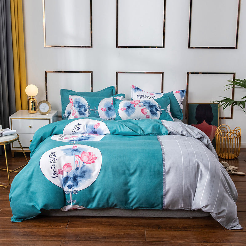 Thickened Brushed Four-piece Winter Bed Sheet And Duvet Cover Three-piece Bedding Set