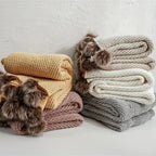 Vintage Chunky Knit Throw Blanket with Pom-pom Embellishment, Space Theme, All Seasons Polyester Cover, Knitted Casual Office Living Room Bedroom Nap Sofa Bed End Blanket 1PC Lootquake LLC