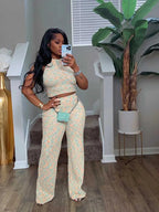 2 Piece Sets Womens Outfits Elegant Stretchy Knitted Summer Suit Sexy Sleeveless Top and Pant Suit Wholesale Dropshipping Purplish Diva