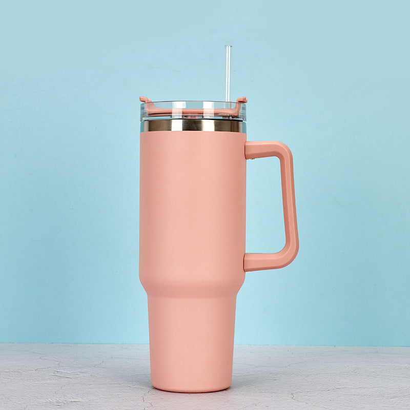 40oz Straw Coffee Insulation Cup With Handle Portable Car Stainless Steel Water Bottle LargeCapacity Travel BPA Free Thermal Mug Pi-Mart