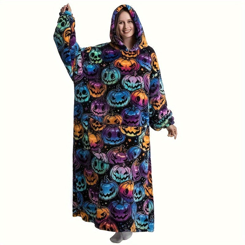 1pc Oversized Cartoon Hooded Blanket Sweatshirt, Ultra Cozy Wearable Fleece Throw for Adults, Extra Warm and Soft Pullover for Lounging, Gift Idea Lootquake LLC