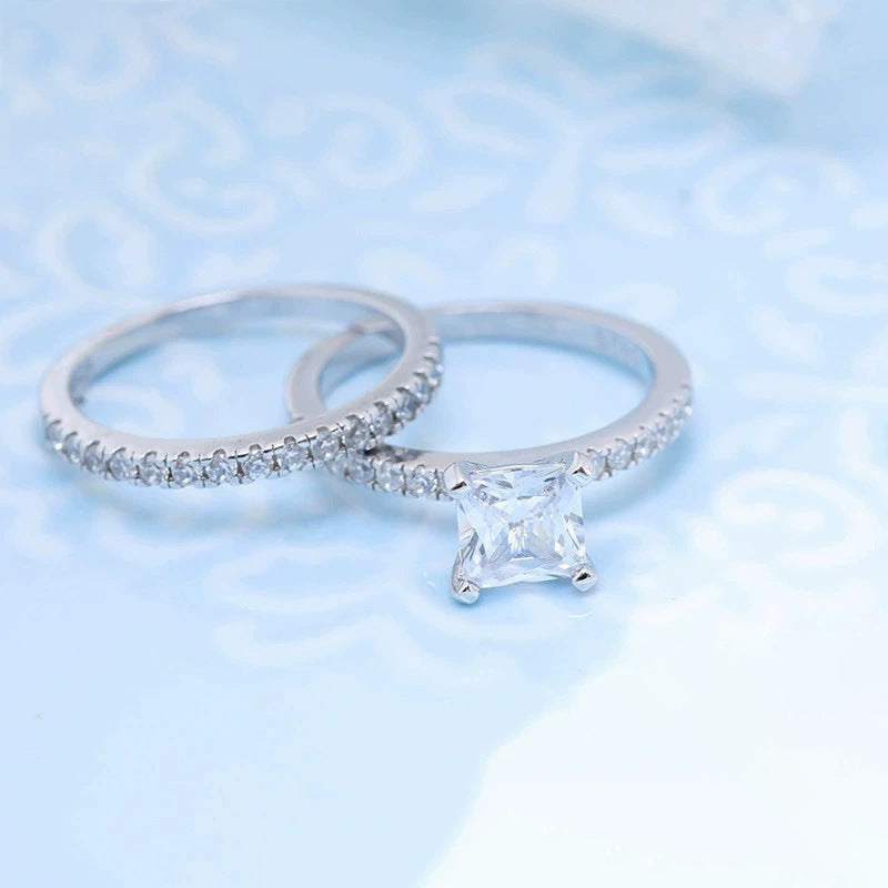 Bracelet S925 Inlaid Princess Zircon Women's 2 Karat Rhinestone Ring Pi-Mart