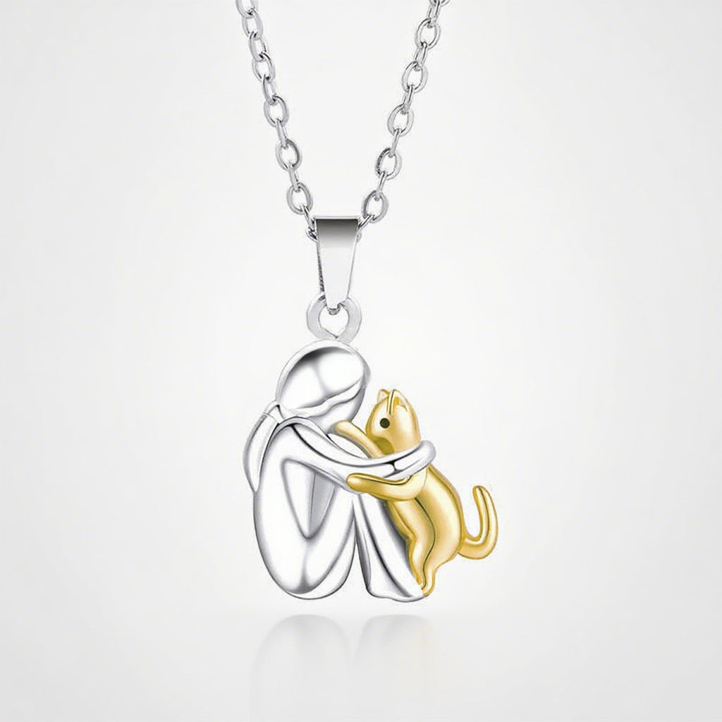 Fashion Little Girl And Dog Hug Necklace Pi-Mart