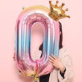Luxury Gradient Modern 32inch Rainbow number Foil Balloons For Birthday party Decorations Kids Rose Ballons With Crown From 0-9 Numbers - SJB-DIAMOND ELITES