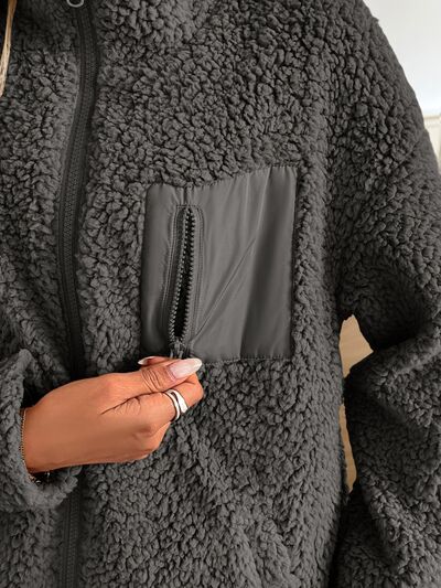 Winter Warm Zip Up Long Sleeve Jacket Fuzzy Cozy & Stylish Jacket Cold-Weather Essential Outdoor Jacket Stevvex