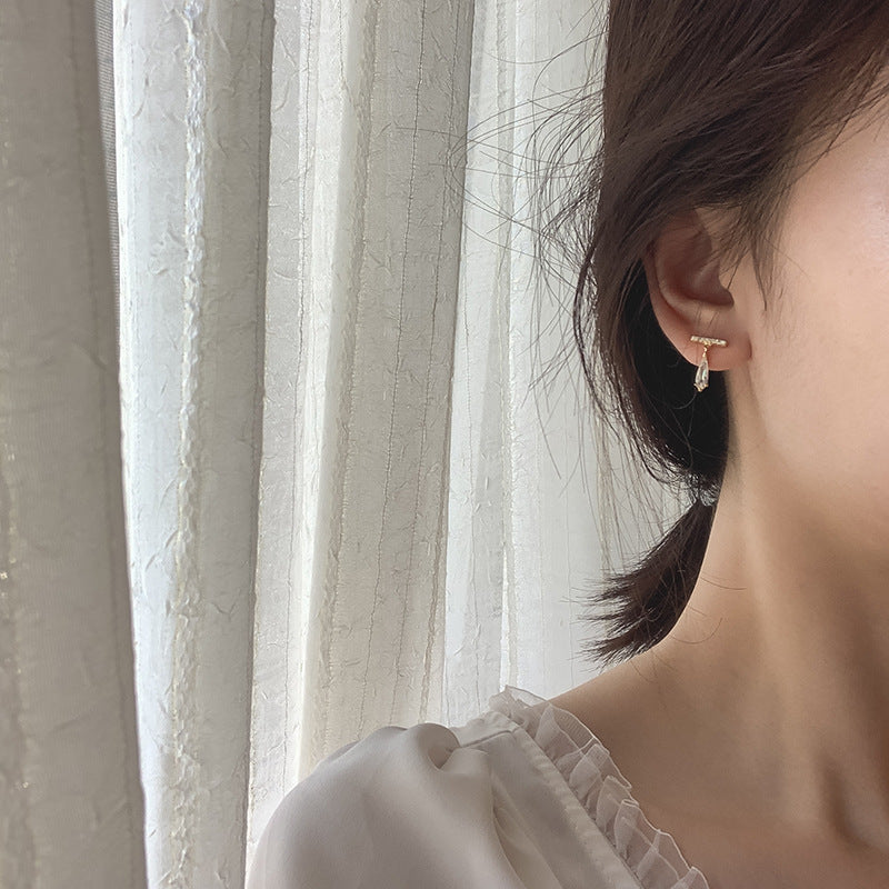 Simple Bright One Word Earring Temperament Earring