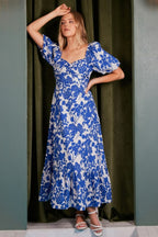 New Summer Cutout Back Floral Sweetheart Neck Puff Sleeve Dress – Unique, Romantic and Trendy Floral Dress with Puff Sleeves and Cutout Back Stevvex