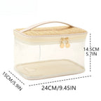 Large capacity PVC straw makeup bag for women,Portable travel toiletry bags, cosmetics portable storage bags, lightweight makeup bags, - SJB-DIAMOND ELITES