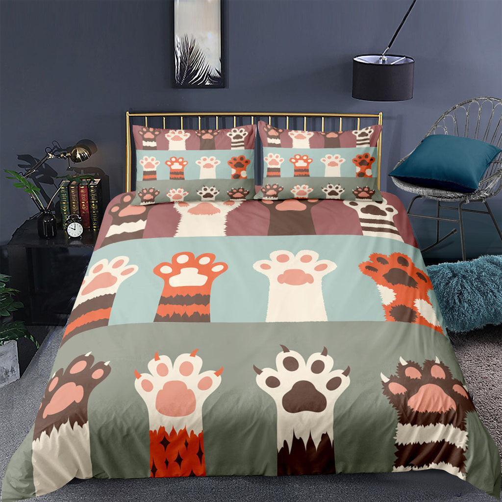 Cartoon Animal Kitten 3D Digital Printing Three-piece Duvet Cover Sheet Set Pi-Mart