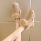 Snow Boots For Women Students Winter Warm Slip On Fluffy Platform Comfy Fleece Ankle Boots Non-slip Plush Cotton Shoes Pi-Mart
