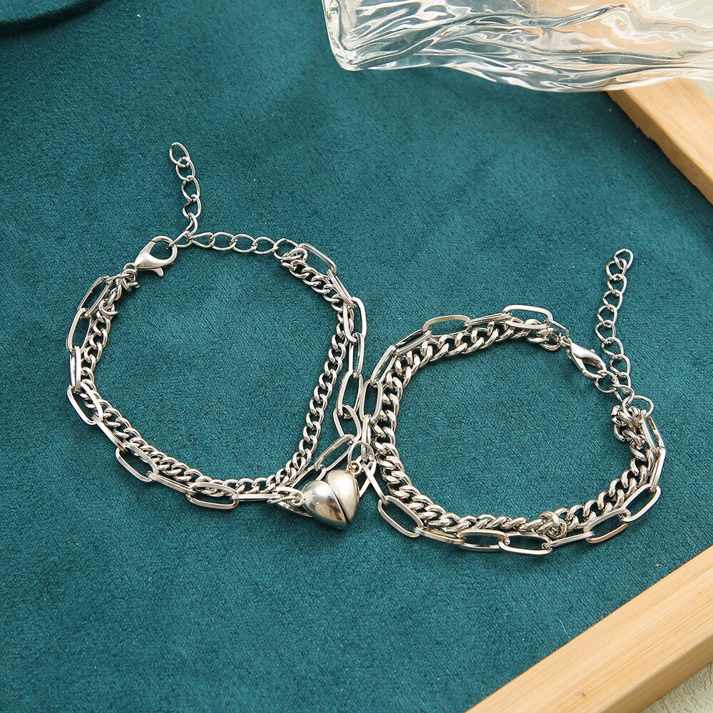 Halves Heart Magnetic Couple Bracelets Pi-Mart